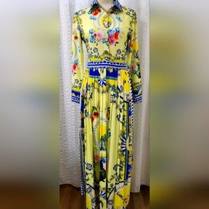 Lizette Collection, Women's  Pleated Maxi Dress, Multicolor Small Worn Once